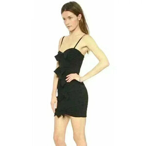 BCBGMAXAZRIA Sabrinna Strapless Black Crepe Ruched Bow Tie Dress, Size 6; $378